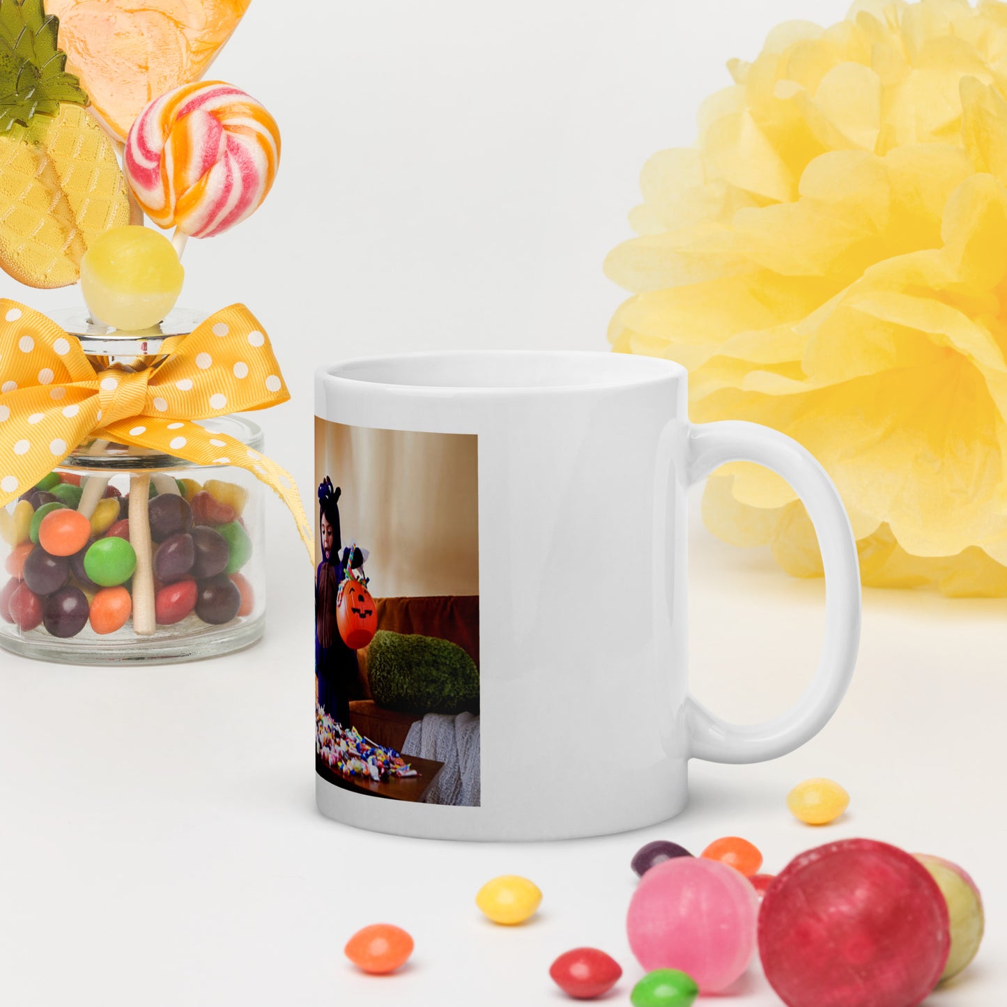 White glossy mug