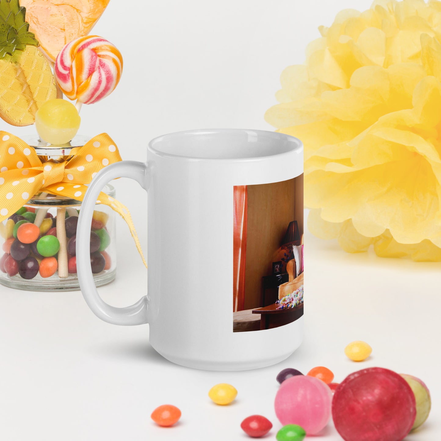 White glossy mug